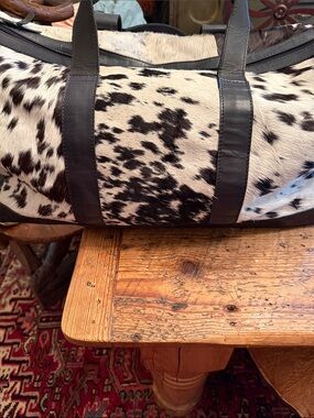 American Darling Black and White Cowhide Weekender Bag New with Tags